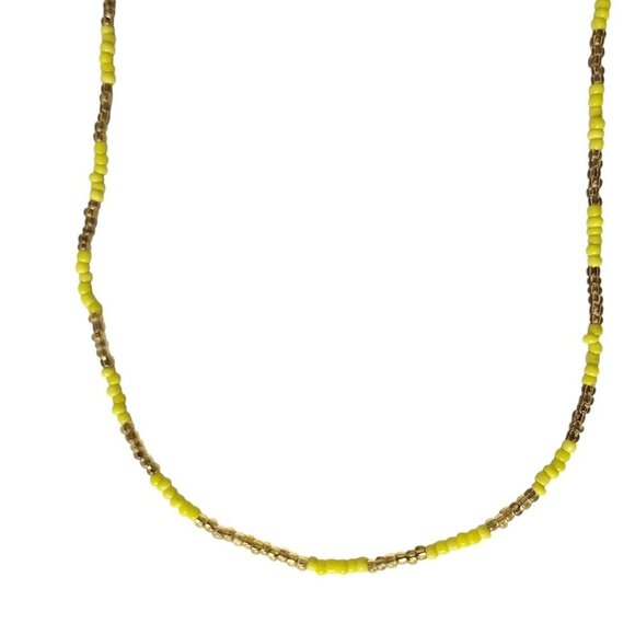 Gold Yellow Seed Beaded Necklace Boho Beach Jewelry - Picture 1 of 3